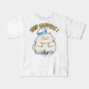 Ship Happens - Funny fat cat Kids T-Shirt